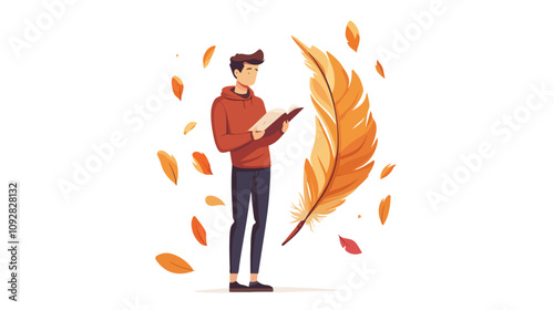 Focused Man Thinking with Text in Moving Banner