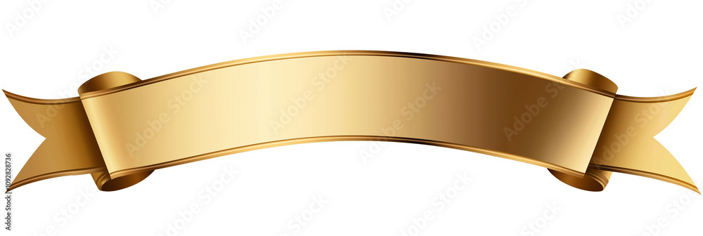 Elegant Golden Ribbon Banner with Glossy Finish for Decoration and Design Projects Elegant Golden Ribbon Banner with Glossy Finish for Decoration and Design Projects