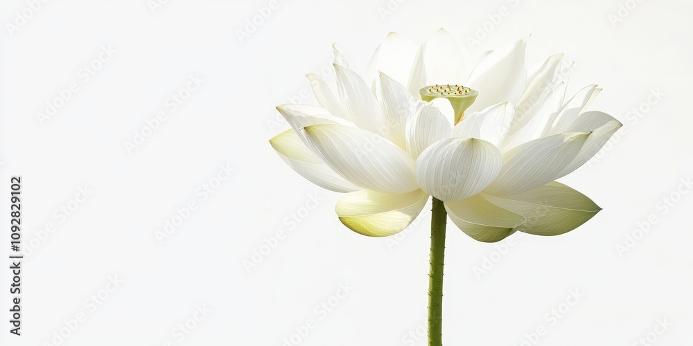 Stunning lotus flower showcased in isolation against a pristine white background, highlighting the beauty and elegance of the lotus flower in a striking composition. Stunning lotus flower showcased in isolation against a pristine white background, highlighting the beauty and elegance of the lotus flower in a striking composition.