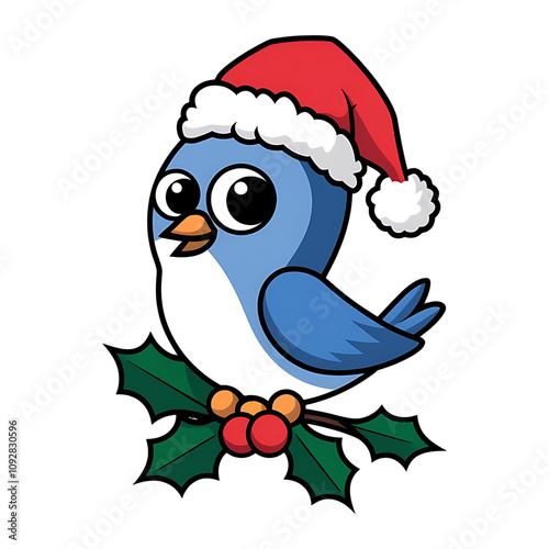 Birds santa claus with christmas tree
