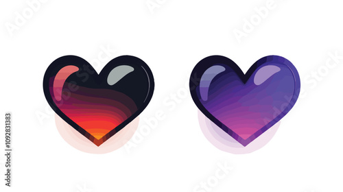 Vibrant Heart Red Purple Gradient Glow Icon Vector