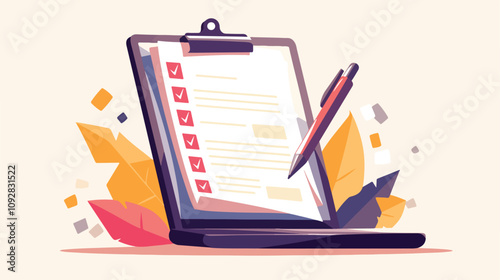 Professional Laptop Checklist Document Vector Illustration