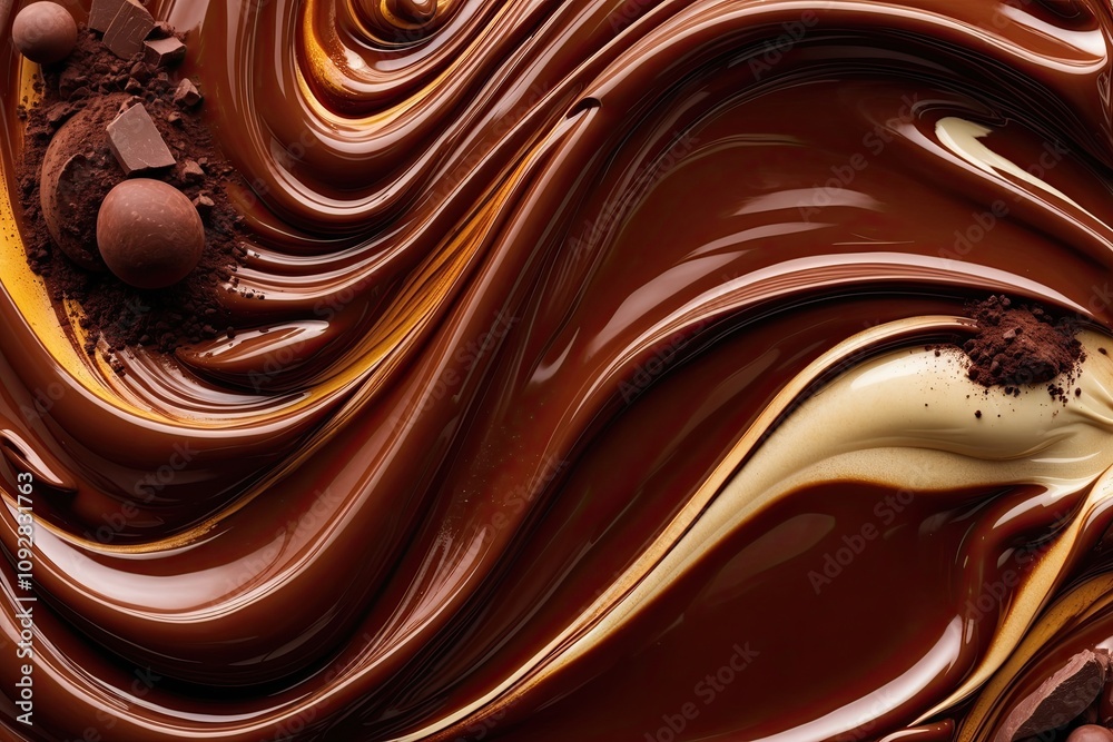 Processed collage of melted liquid chocolate texture. Background for banner, backdrop or texture for 3D mapping
Processed collage of melted liquid chocolate texture. Background for banner, backdrop or texture for 3D mapping