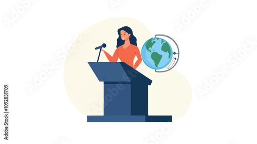 Female Eco Speaker Holding Press Conference