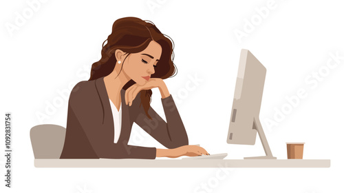 Professional Businesswoman Leaning on Elbow at Work