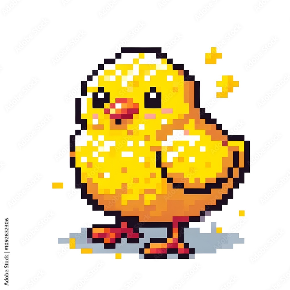 Fototapeta premium 노란 병아리, 픽셀아트 (Yellow chick, pixel art)