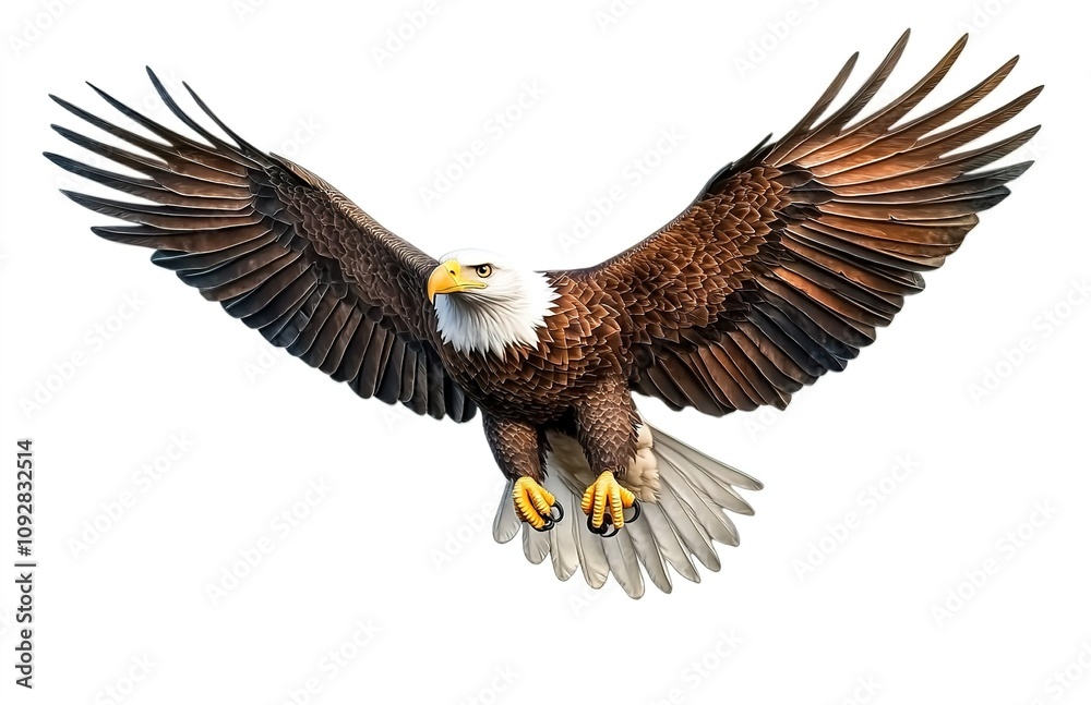 Obraz premium An eagle soaring, against a white background
