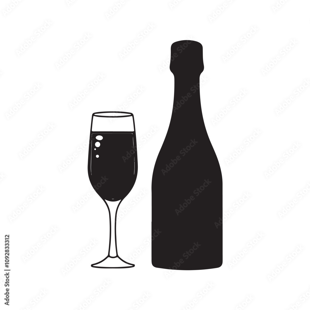 transparent bottle and glass isolated vector on white background transparent bottle and glass isolated vector on white background