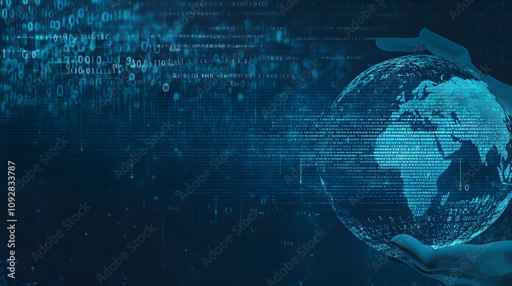 Digital technology background with a hand holding a blue globe and world map, symbolizing the global network of internet connections for online business and connectivity Digital technology background with a hand holding a blue globe and world map, symbolizing the global network of internet connections for online business and connectivity