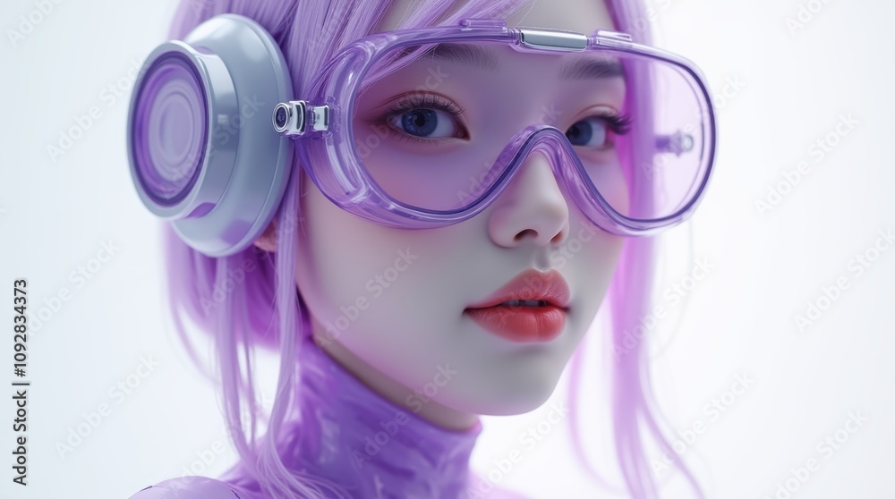 portrait of a girl with violet goggles portrait of a girl with violet goggles