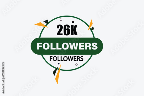 thank you 26k followers, vector, illustration, social, media, post,  subscribers, followers animation design, banner, premium, background
