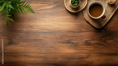 Table top background. Wooden table mock up background minimalistic copy space countertop top view