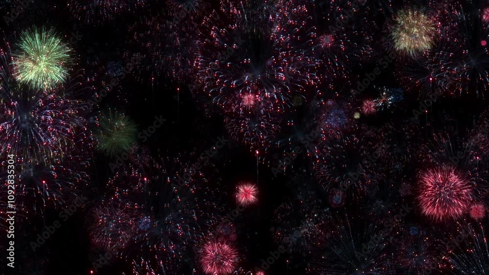 Abstract seamless loop many spark fireworks particles animation effect on black abstract background for your event, VJ, concert, title, trailer, presentation show. 