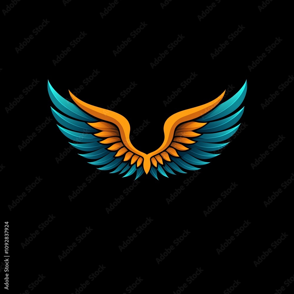Fototapeta premium Colorful wing logo design with a modern artistic style and vibrant details. Generative AI