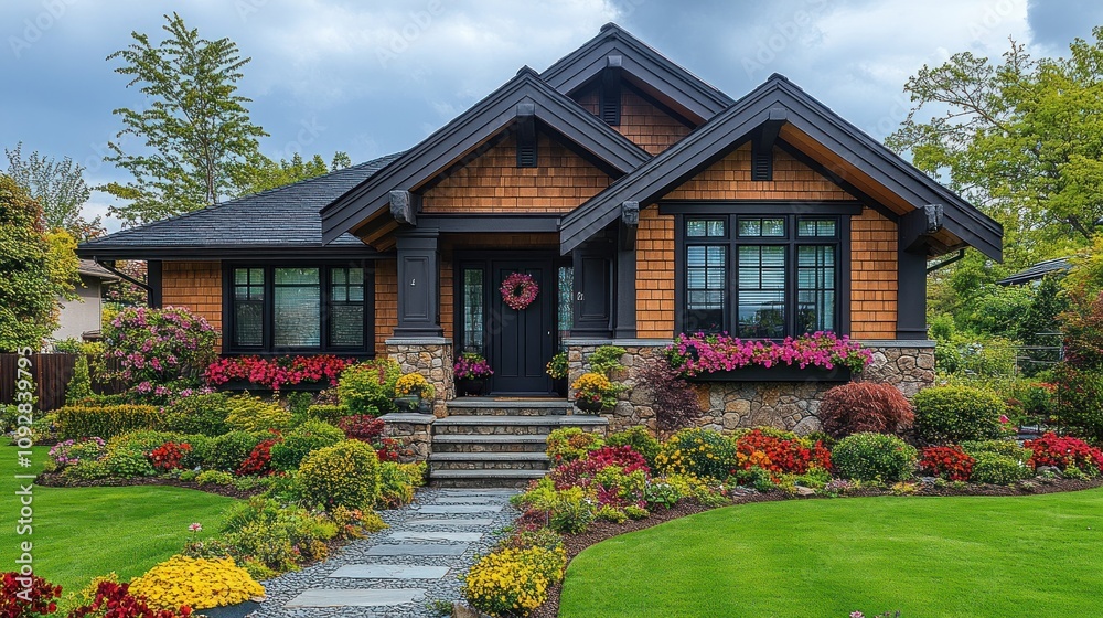 Luxury Craftsman Style Home with Vibrant Landscaping Luxury Craftsman Style Home with Vibrant Landscaping