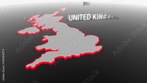 3d animated map of United Kingdom gets hit and fractured by the text “Crisis”