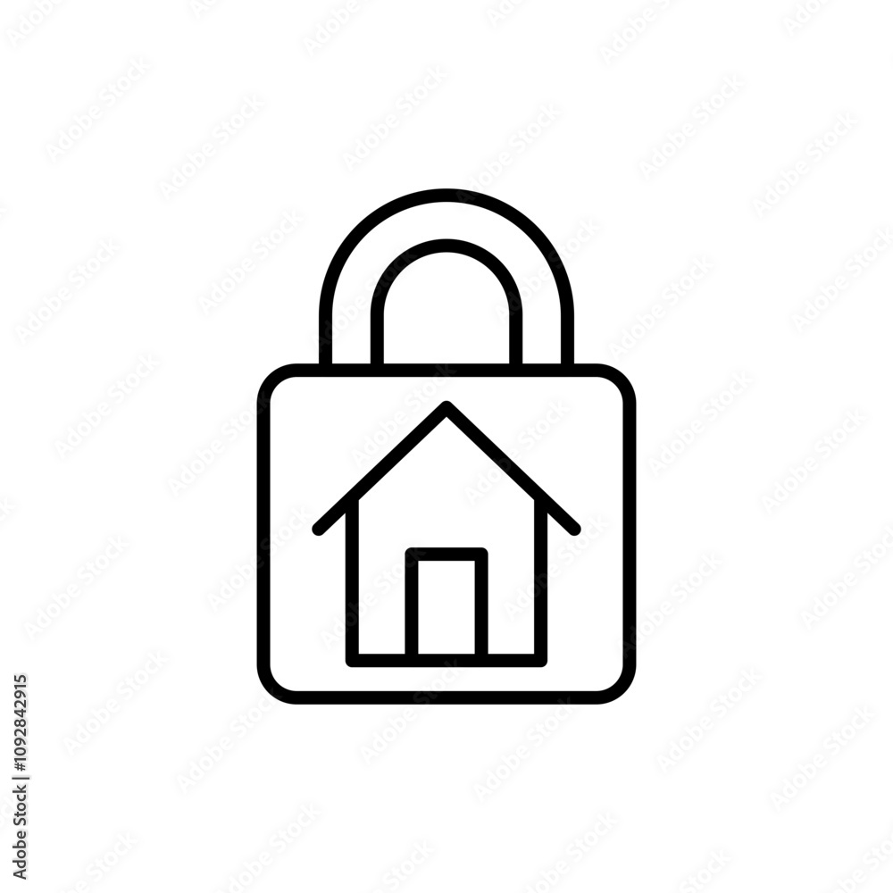 House lockdown outline icons, minimalist vector illustration ,simple transparent graphic element .Isolated on white background House lockdown outline icons, minimalist vector illustration ,simple transparent graphic element .Isolated on white background
