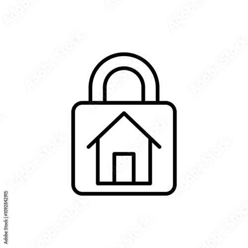 House lockdown outline icons, minimalist vector illustration ,simple transparent graphic element .Isolated on white background