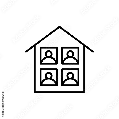 House lockdown outline icons, minimalist vector illustration ,simple transparent graphic element .Isolated on white background
