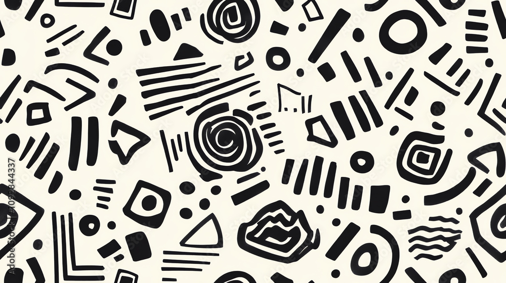 Black geometric seamless pattern on white background Black geometric seamless pattern on white background