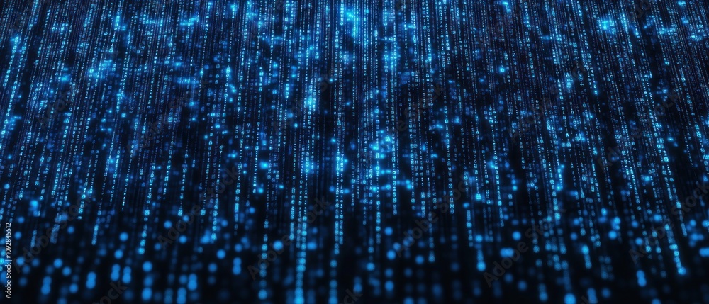 A digital abstract representation of blue data streams on a dark background. A digital abstract representation of blue data streams on a dark background.
