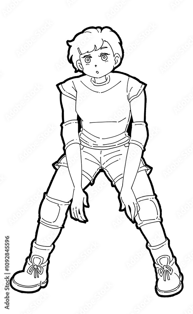 Fototapeta premium レシーブをする女の子のイラスト