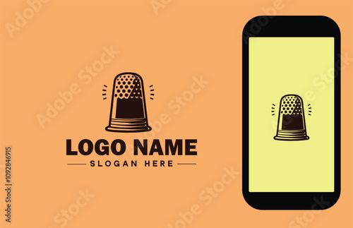 Thimble icon Finger shield Needle guard Needle shield flat logo sign symbol editable vector