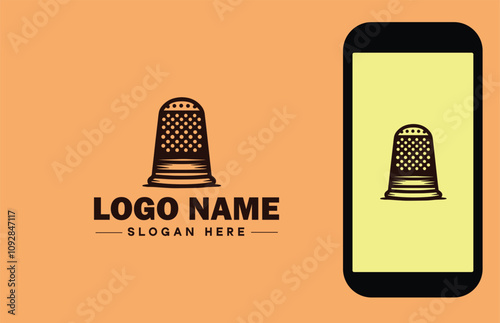 Thimble icon Finger shield Needle guard Needle shield flat logo sign symbol editable vector