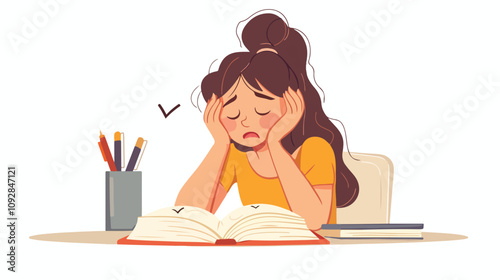 Illustration of Failed Exam or Bad Test Results Vector, Concept of Learning Difficulty and Education Stress