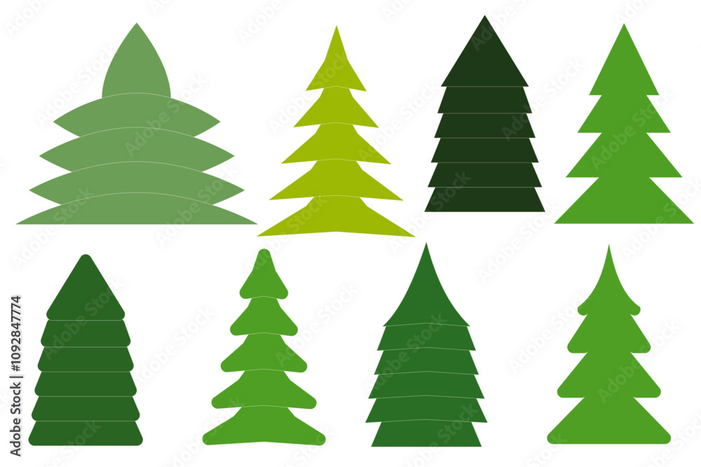 Various symbolic shapes of Christmas tree silhouettes Various symbolic shapes of Christmas tree silhouettes