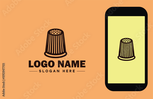 Thimble icon Finger shield Needle guard Needle shield flat logo sign symbol editable vector