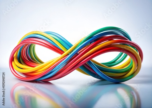 Colorful Resistance Bands in a Minimalist Arrangement on a White Background - Long Exposure Still Life Photography for Fitness and Wellness Themes