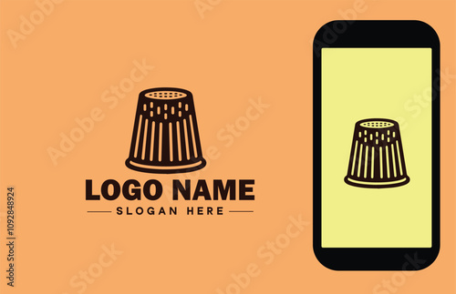 Thimble icon Finger shield Needle guard Needle shield flat logo sign symbol editable vector