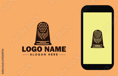 Thimble icon Finger shield Needle guard Needle shield flat logo sign symbol editable vector