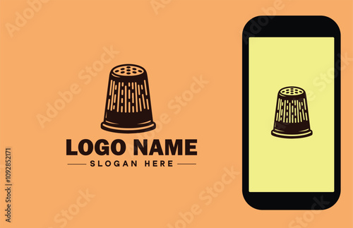 Thimble icon Finger shield Needle guard Needle shield flat logo sign symbol editable vector