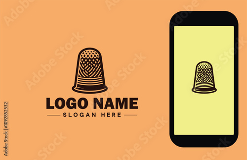 Thimble icon Finger shield Needle guard Needle shield flat logo sign symbol editable vector