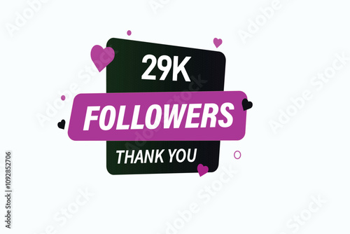 thank you 29k followers, vector, illustration, social, media, post,  subscribers, followers animation design, banner, premium, background
