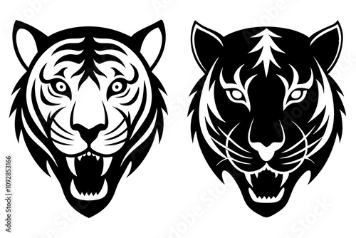 Tiger head silhouette vector.