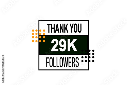 thank you 29k followers, vector, illustration, social, media, post,  subscribers, followers animation design, banner, premium, background
