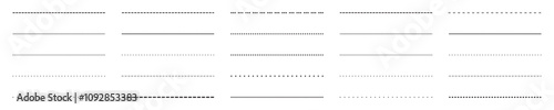 Set of dashed straight lines of different styles. Vector design elements photo