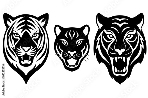 Tiger head silhouette vector.