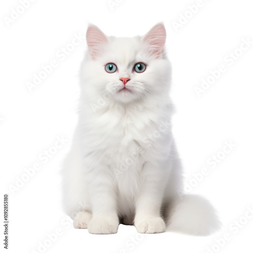 white cute cat isolated on white
