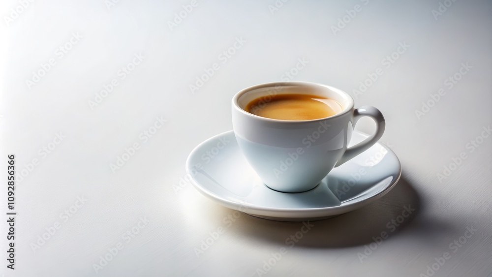 Isolated White Espresso Cup on a White Background in Low Light, Highlighting the Elegant Shape and Texture, Perfect for Minimalist and Contemporary Design Projects Isolated White Espresso Cup on a White Background in Low Light, Highlighting the Elegant Shape and Texture, Perfect for Minimalist and Contemporary Design Projects