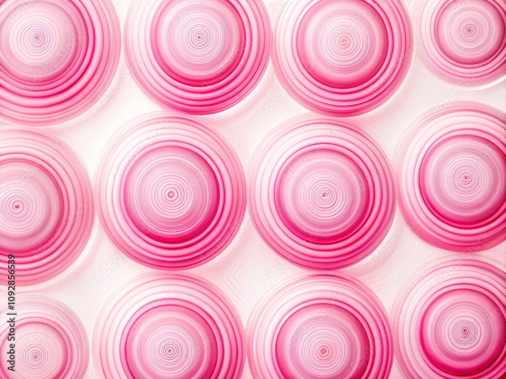 Long Exposure of Repeating Raster Pattern Featuring Pink Circles on a White Background for Abstract Art and Design Applications