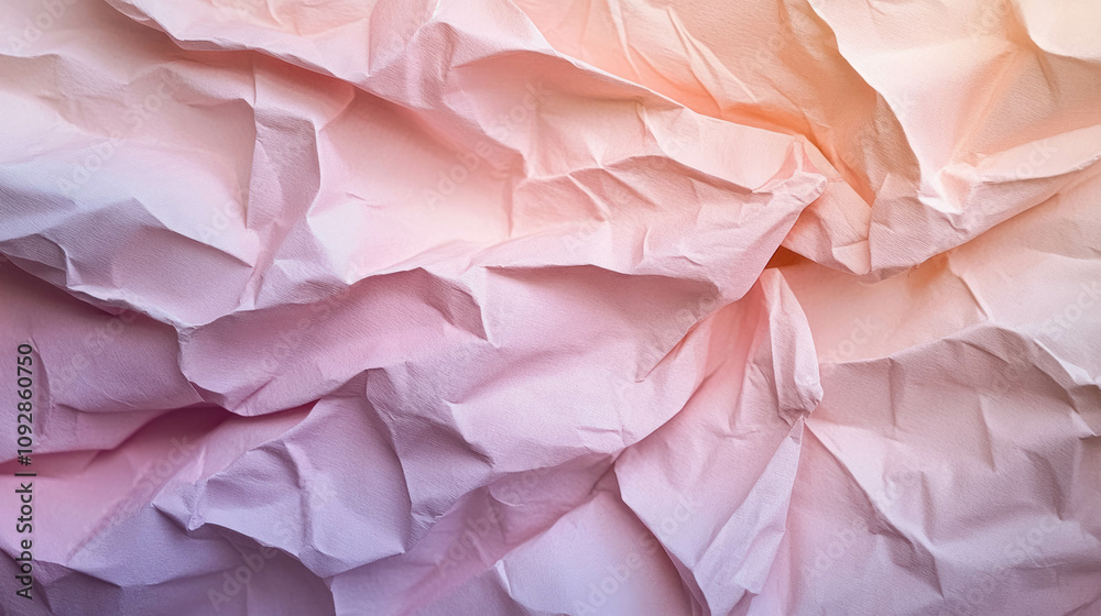 Wrinkled Pastel Paper Texture With Blue And Pink Gradient Effect. Crumpled Paper Textures