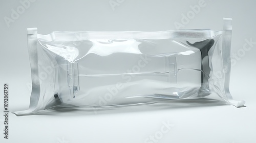 Clear plastic packaging pouch isolated on white background. photo