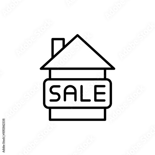 House sale outline icons, minimalist vector illustration ,simple transparent graphic element .Isolated on white background