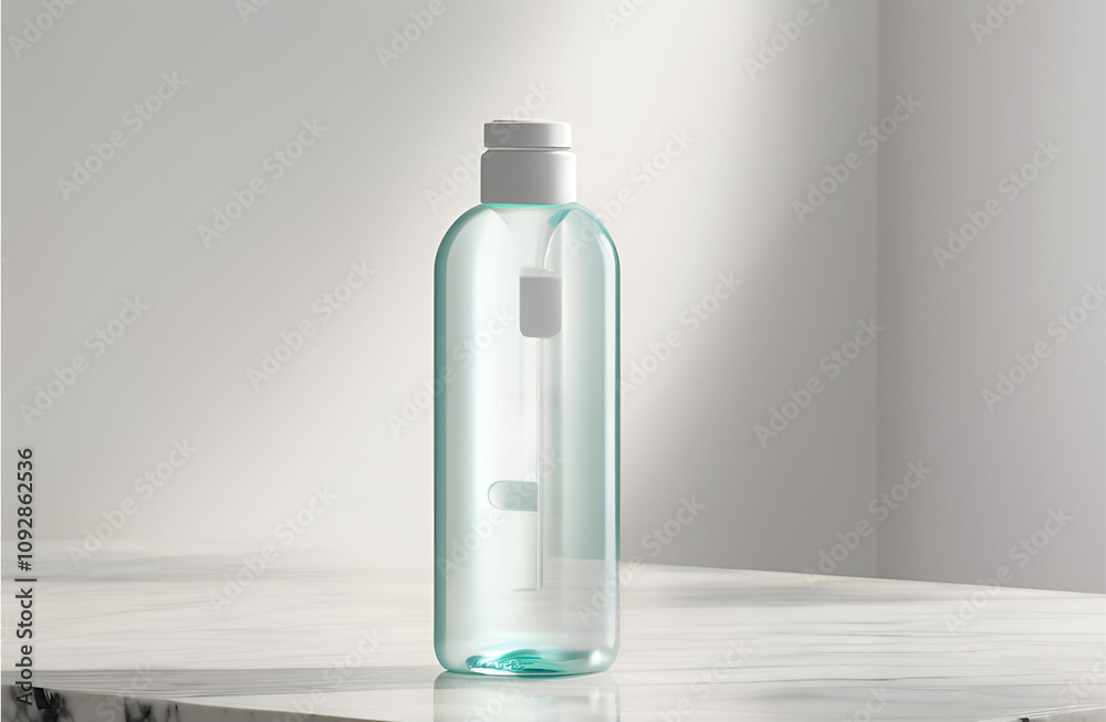 3d rendering of a Micellar water bottle with a blank label 3d rendering of a Micellar water bottle with a blank label