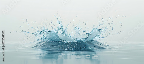 Water splash isolated on a white background, a blue water wave, clear and clean, minimalistic, stock photo, photorealistic, professional color grading