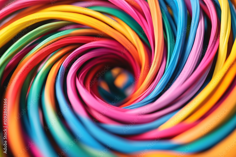 Obraz premium Colorful lines are swirling together, creating an abstract concentric pattern background